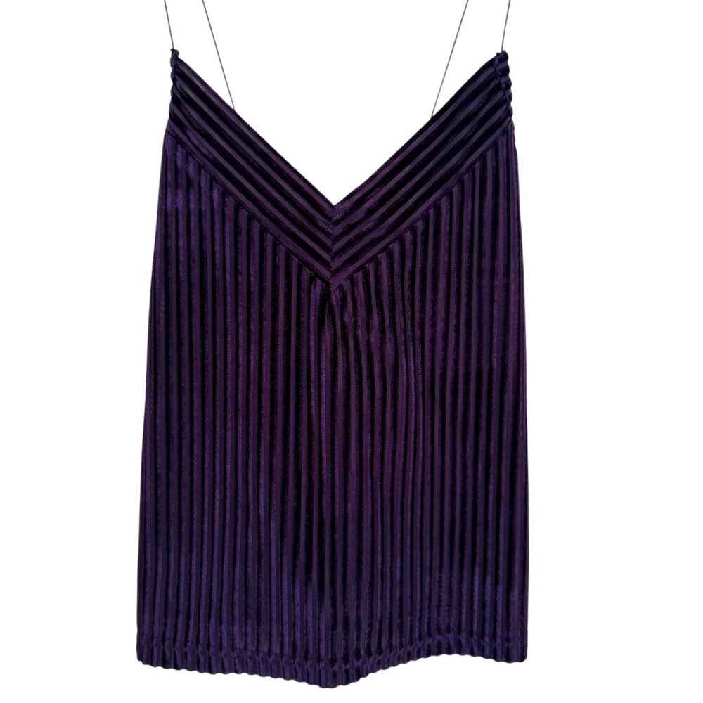 Womens Y2K Purple Plisse Velvet Cami Top Size M Whimsigoth Dark Fairy Grunge 90s